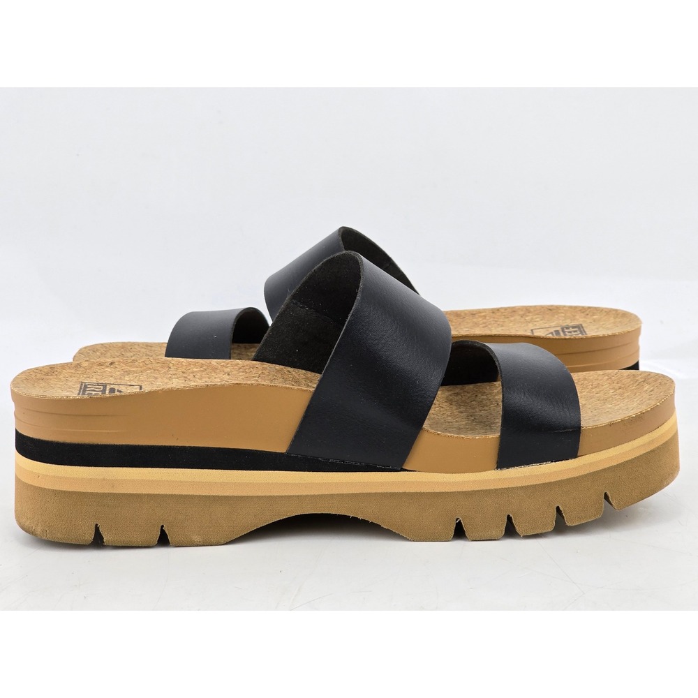 Reef Cushion Vista Higher Sandals Womens 9.5 Black Platform Double Strap -VG - Picture 12 of 12
